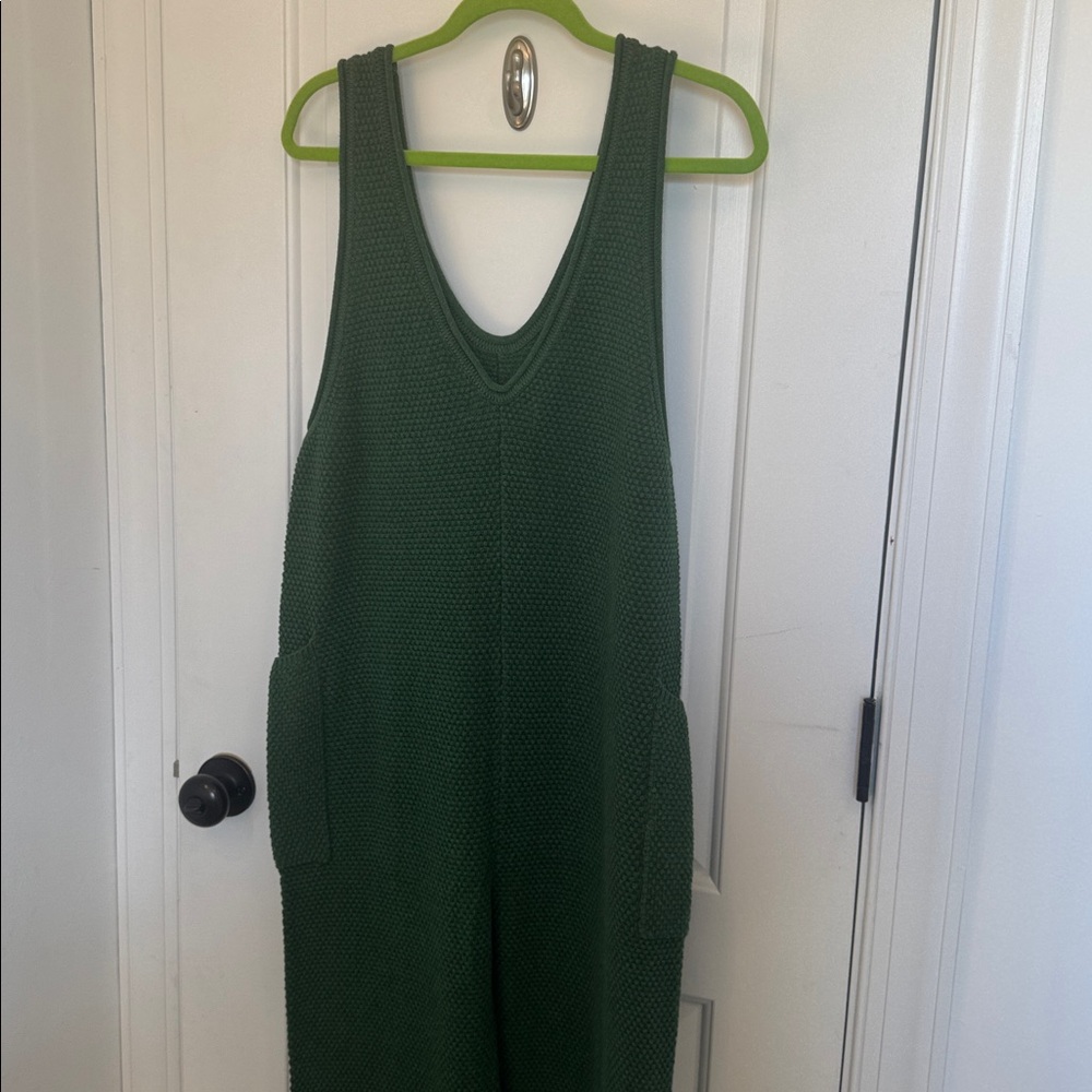 Free People Beach Pine Green Knit Tank Jumpsuit medium - Picture 8 of 8